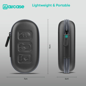 AirCase Earphone Carrying Case with Shockproof EVA Foam, Hard Shell, Mesh Pocket, Zipper Travel Organizer Pouch for Earbuds, Flash Drives, SD Cards, Cables.