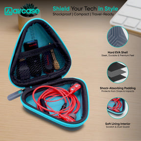 AirCase earphone carrying case for USB drives, SD cards, and cables with durable, travel-friendly compact design