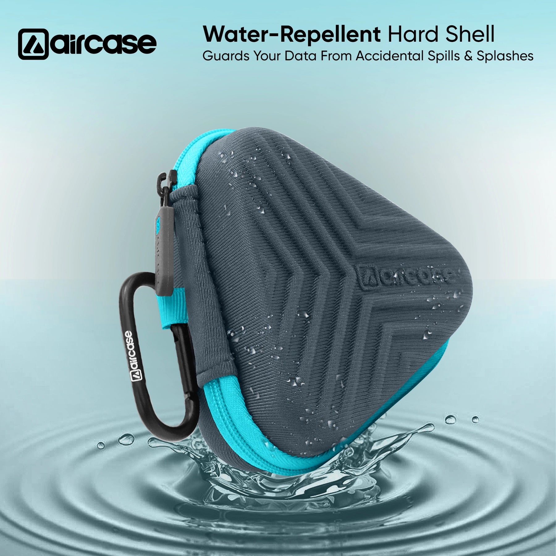 AirCase earphone carrying case for USB drives, SD cards, and cables with durable, travel-friendly compact design