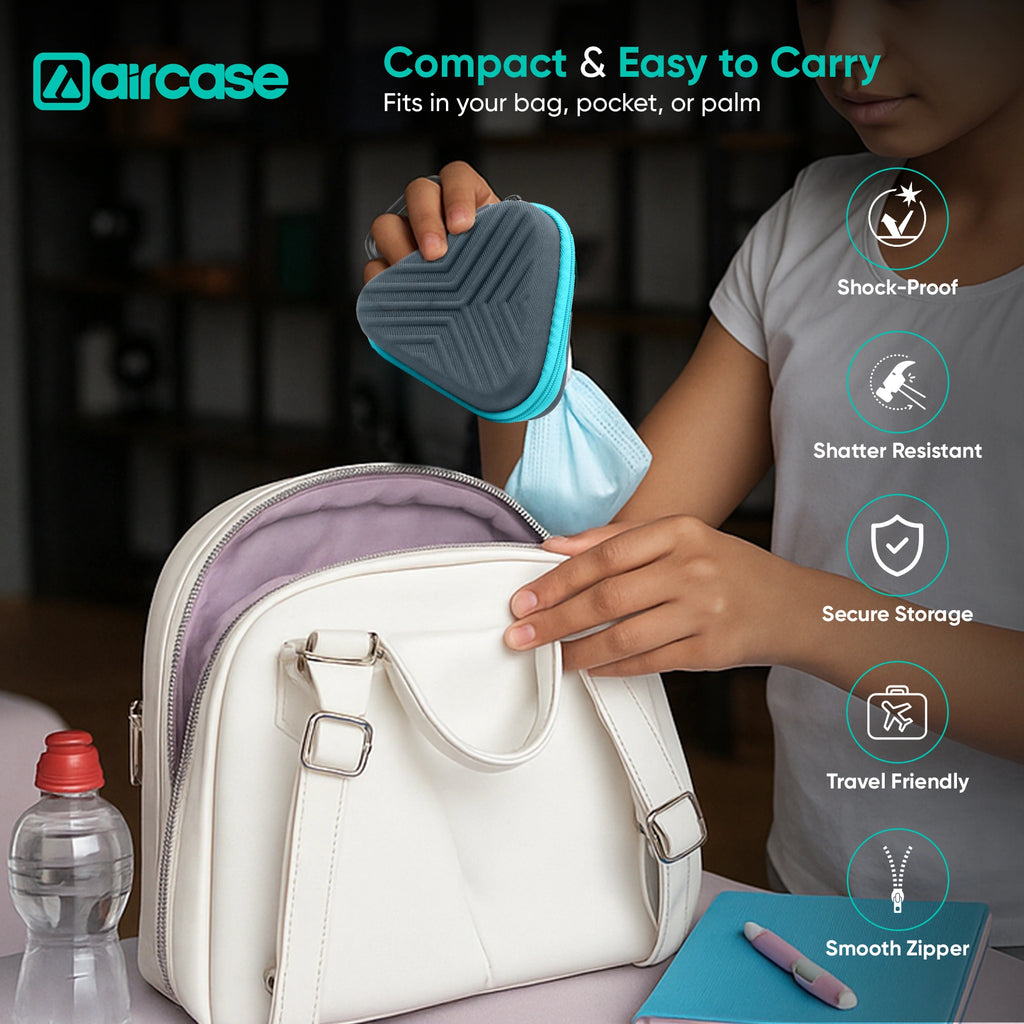 AirCase earphone carrying case for USB drives, SD cards, and cables with durable, travel-friendly compact design
