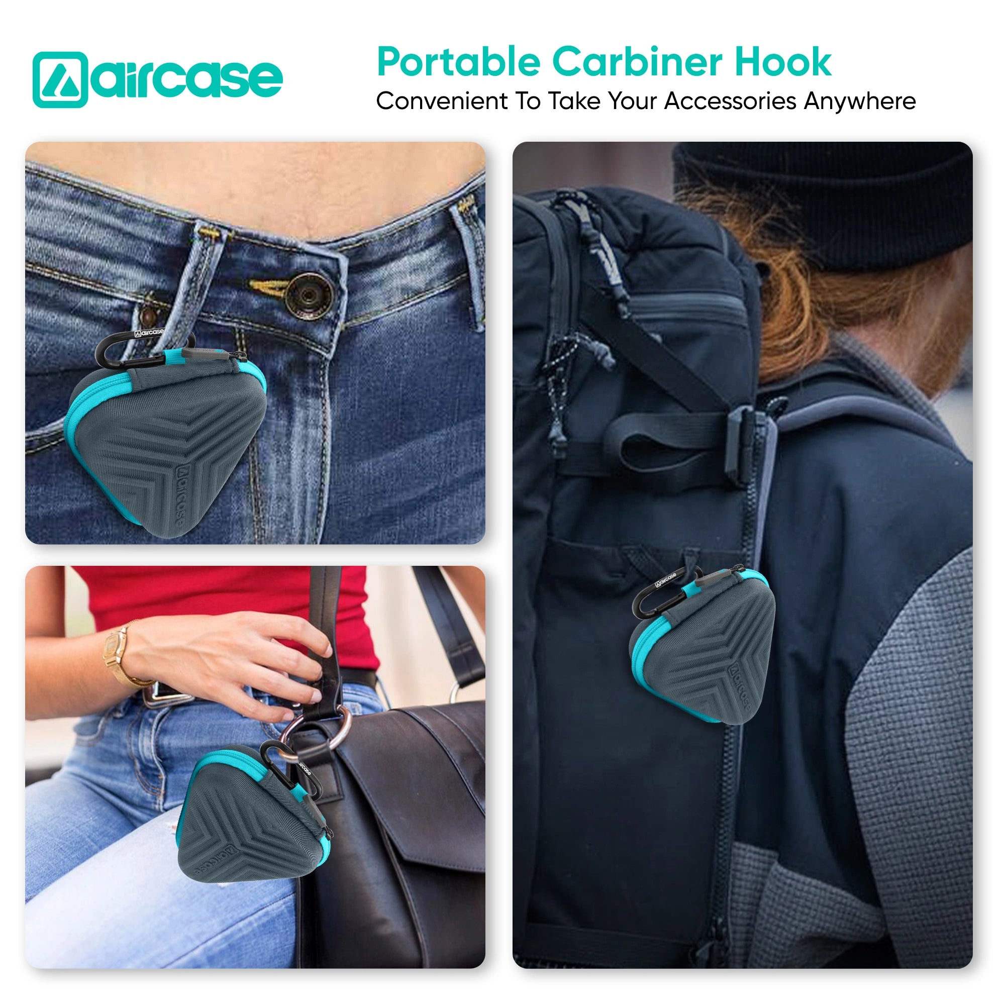 AirCase earphone carrying case for USB drives, SD cards, and cables with durable, travel-friendly compact design