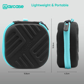 AirCase Earphone Carrying Case Cover with Shockproof EVA Hardshell & Soft Lining | Travel Organizer Pouch with Carabiner.