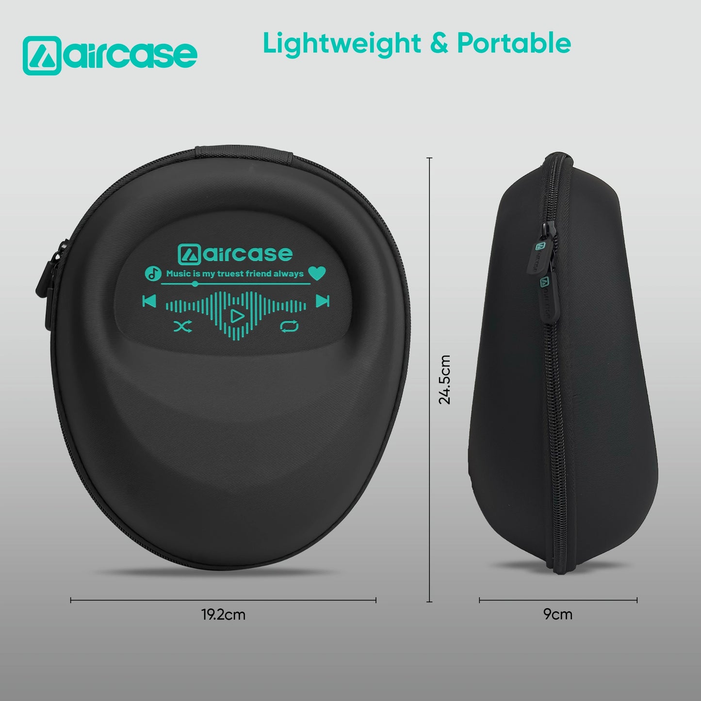 AirCase EVA Hard Shell Headphone Carrying Case for Over-Ear Headphones | Shockproof, Water-Repellent, Anti-Pressure Travel Protective Pouch with Carabiner Hook – Universal Fit