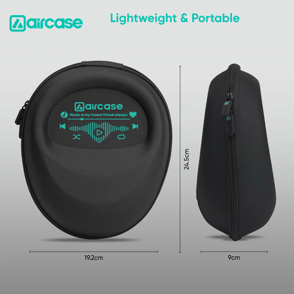 AirCase EVA Hard Shell Headphone Carrying Case for Over-Ear Headphones | Shockproof, Water-Repellent, Anti-Pressure Travel Protective Pouch with Carabiner Hook – Universal Fit