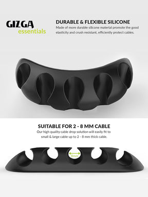Gizga Essentials Cable Organiser, Cable Protector Silicone Releasable Cable Tie