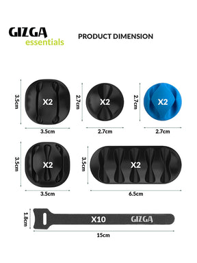 Gizga Essentials Cable Organiser, Cable Protector Silicone Releasable Cable Tie