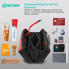 AirCase Multipurpose Toiletry Kit, Travel Organizer with Multiple Compartments, Mesh Pockets