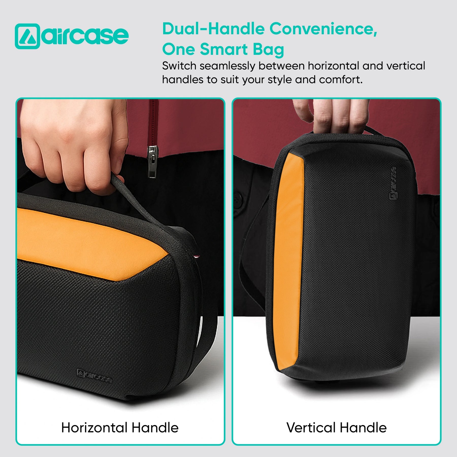 AirCase Multipurpose Toiletry Kit, Travel Organizer with Multiple Compartments, Mesh Pockets, Dual Handle, Zipper Closure & Water-Resistant Nylon Pouch for Makeup, Shaving, Gadgets, & Accessories