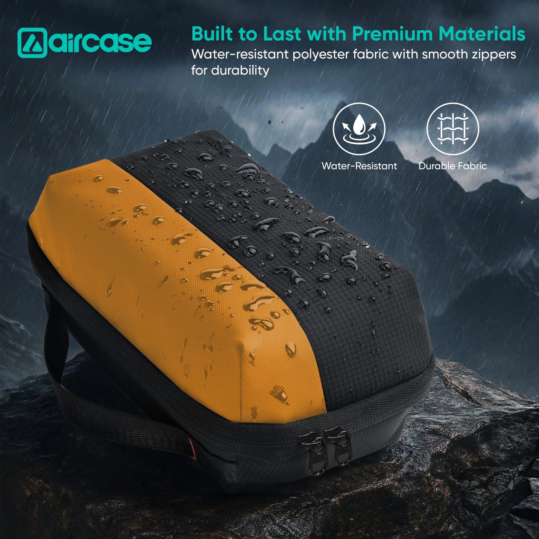 AirCase Multipurpose Toiletry Kit, Travel Organizer with Multiple Compartments, Mesh Pockets, Dual Handle, Zipper Closure & Water-Resistant Nylon Pouch for Makeup, Shaving, Gadgets, & Accessories