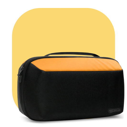 AirCase Multipurpose Toiletry Kit, Travel Organizer with Multiple Compartments, Mesh Pockets, Dual Handle, Zipper Closure & Water-Resistant Nylon Pouch for Makeup, Shaving, Gadgets, & Accessories