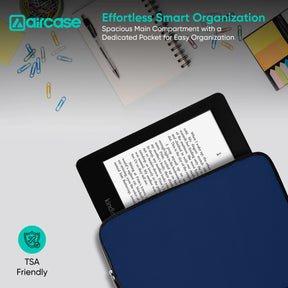 AirCase 7-inch neoprene tablet sleeve in navy blue with 4-layer foam, scratch and dust protection for Kindle and tablets