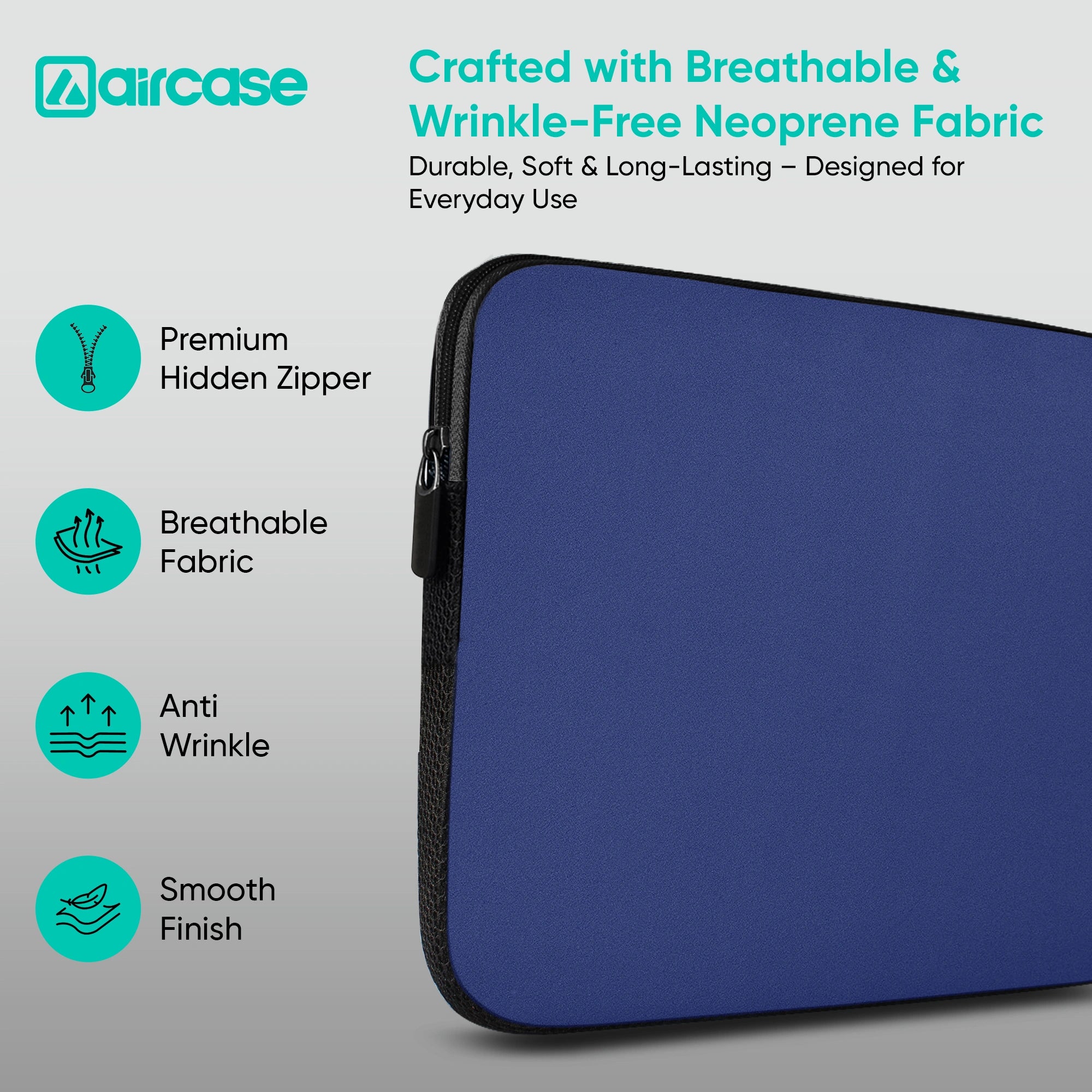 AirCase 7-inch neoprene tablet sleeve in navy blue with 4-layer foam, scratch and dust protection for Kindle and tablets