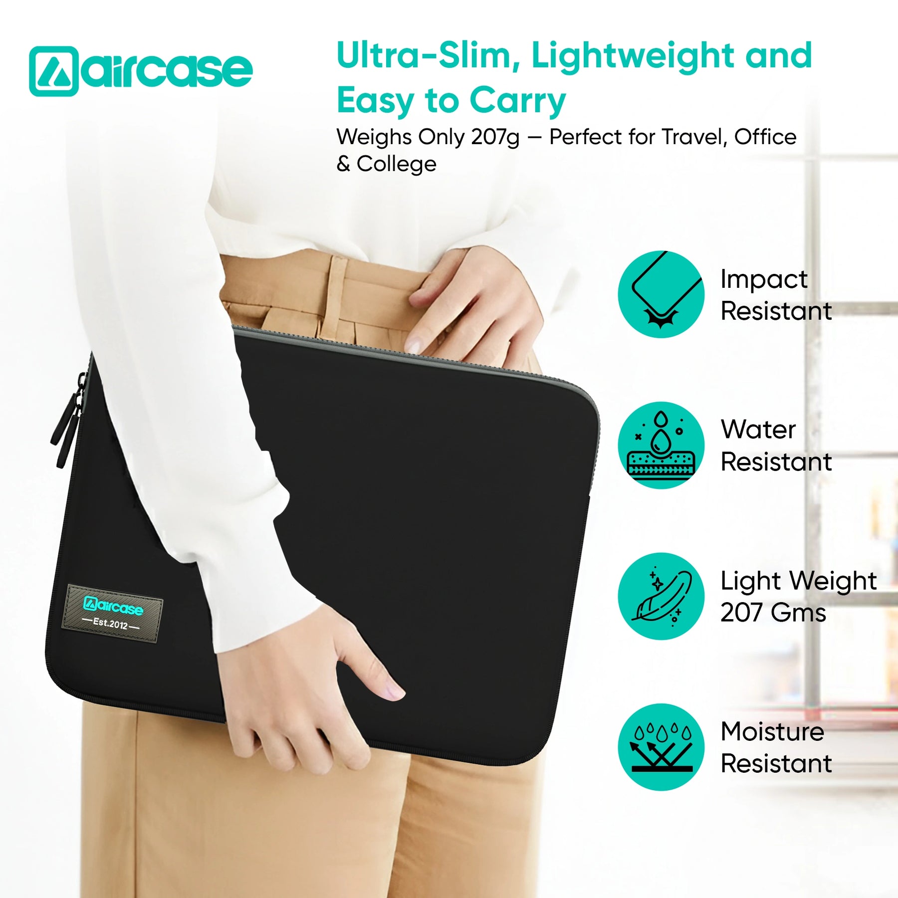 13.3" Neoprene Laptop Sleeve | Water-Resistant Shockproof Case
