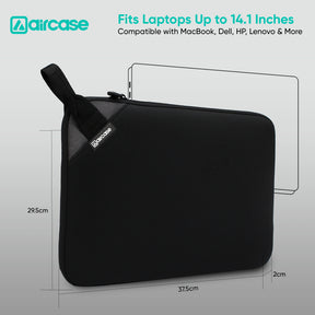 AirCase 14.1-inch neoprene laptop sleeve with top handle, padded lightweight water-resistant design