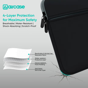 Premium Laptop Bag with 6 Pockets – Neoprene Water-Resistant Sleeve (Black)