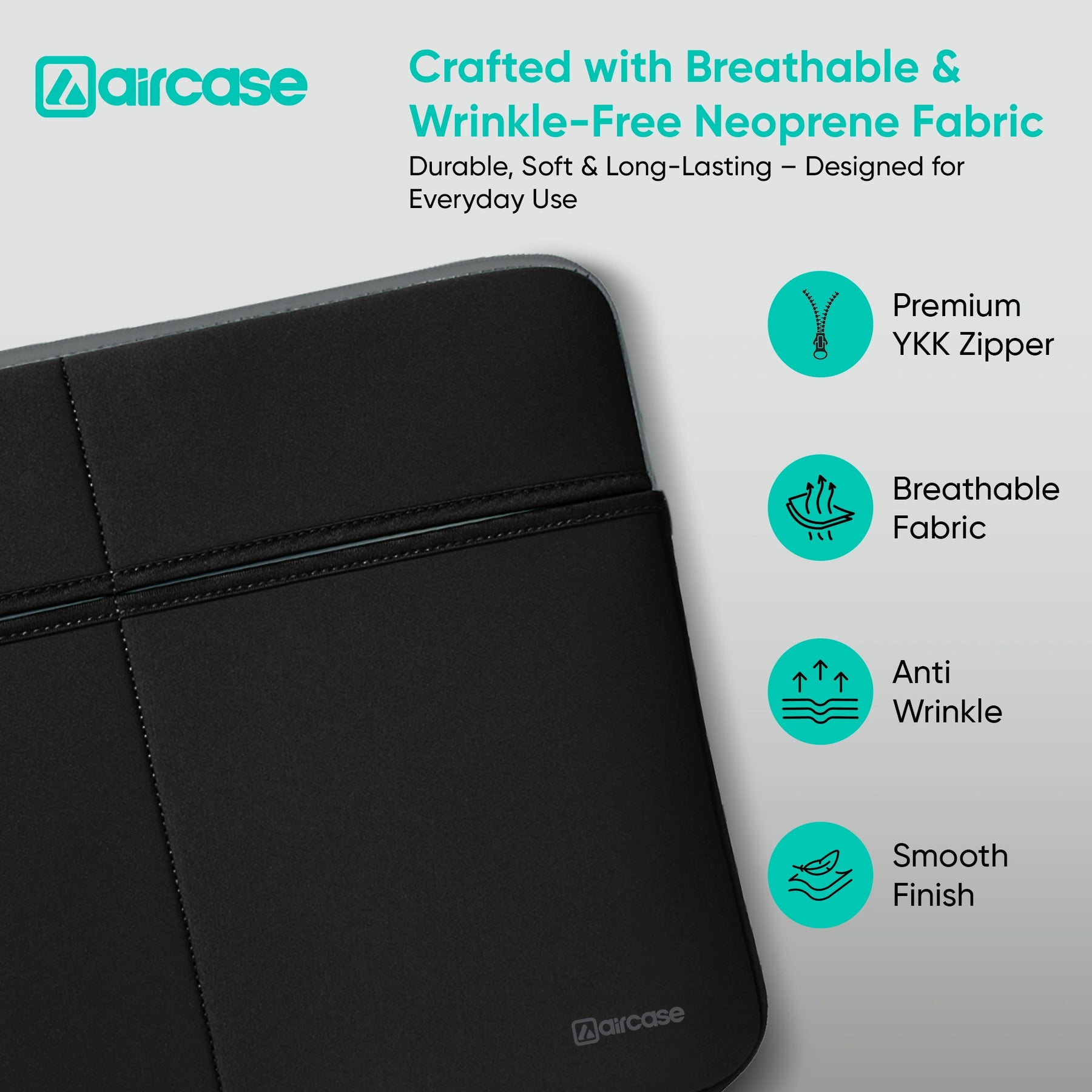 Premium Laptop Bag with 6 Pockets – Neoprene Water-Resistant Sleeve (Black)