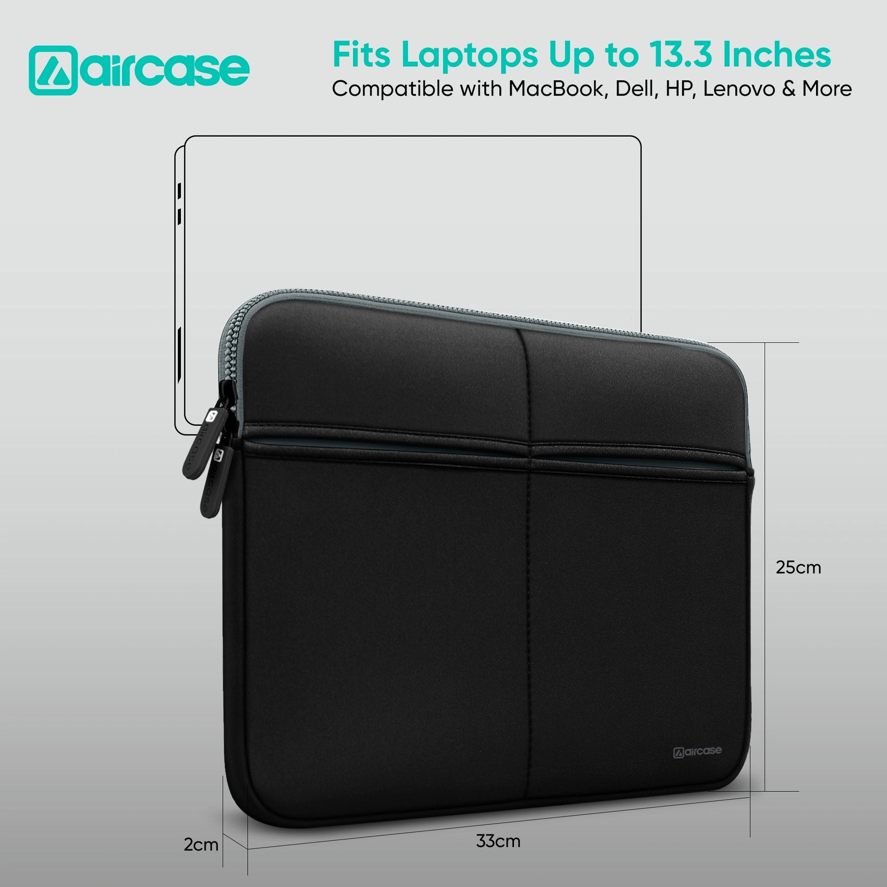 Premium Laptop Bag with 6 Pockets – Neoprene Water-Resistant Sleeve (Black)