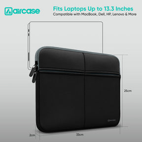 Premium Laptop Bag with 6 Pockets – Neoprene Water-Resistant Sleeve (Black)