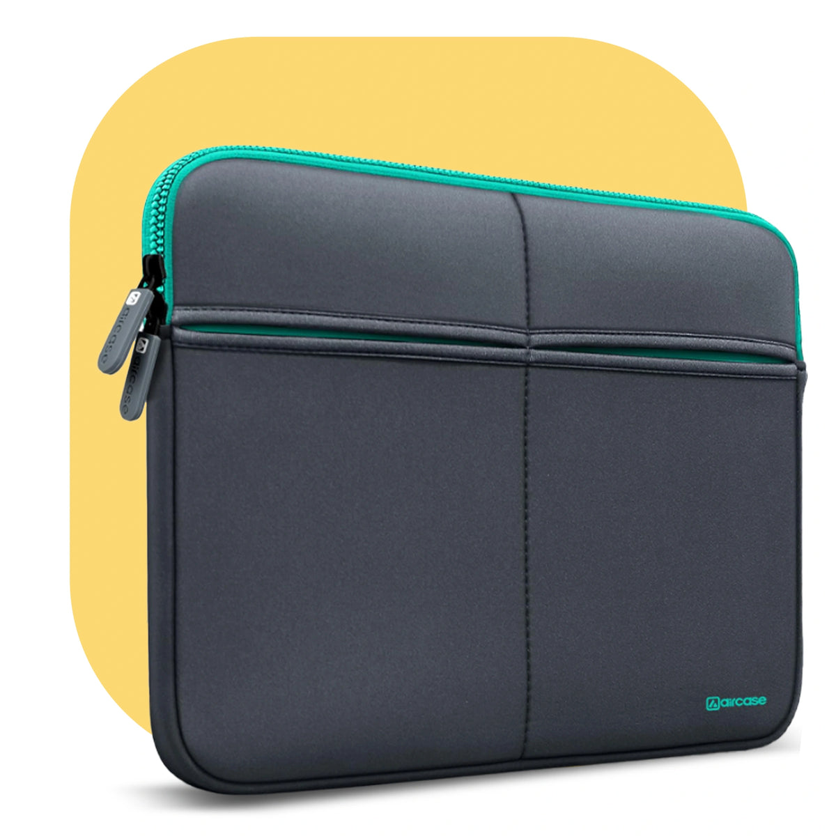 AirCase 15.6-inch grey neoprene laptop bag with 6 pockets, padded waterproof wrinkle-free design