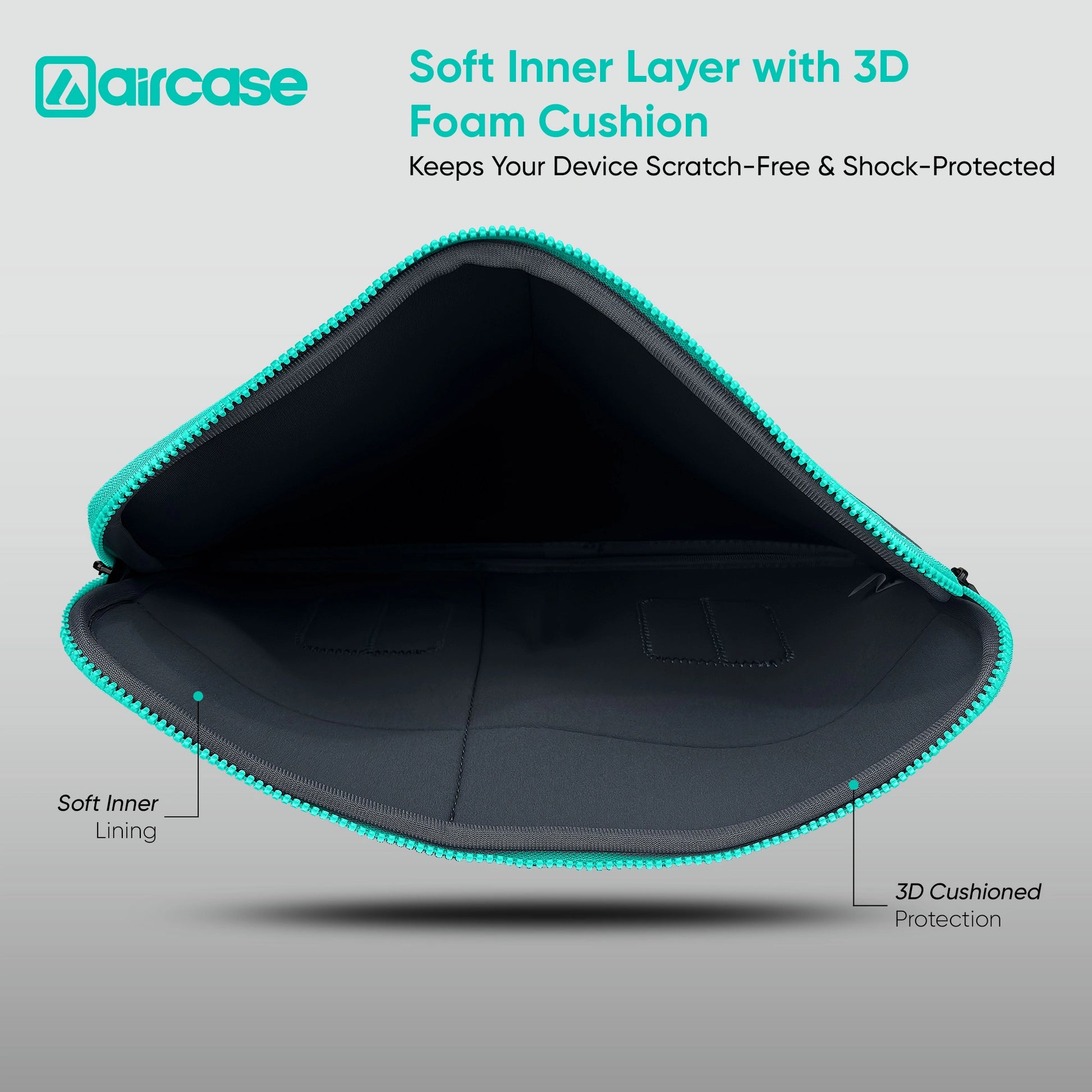 AirCase 15.6-inch grey neoprene laptop bag with 6 pockets, padded waterproof wrinkle-free design