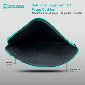 AirCase 15.6-inch grey neoprene laptop bag with 6 pockets, padded waterproof wrinkle-free design