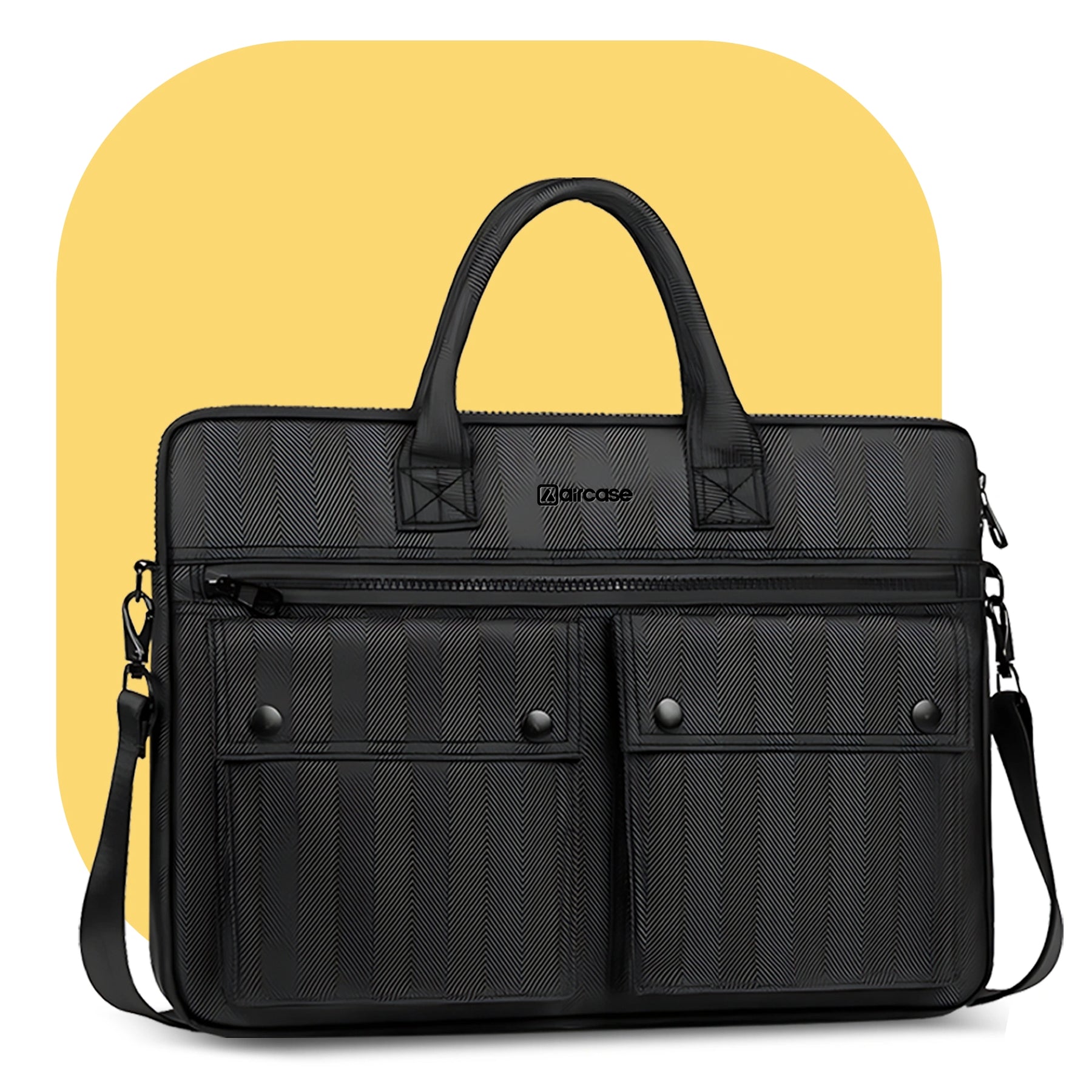 AirCase professional laptop messenger bag with padded compartments, YKK zippers, trolley belt, and travel-friendly office design