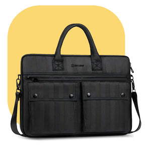 AirCase professional laptop messenger bag with padded compartments, YKK zippers, trolley belt, and travel-friendly office design