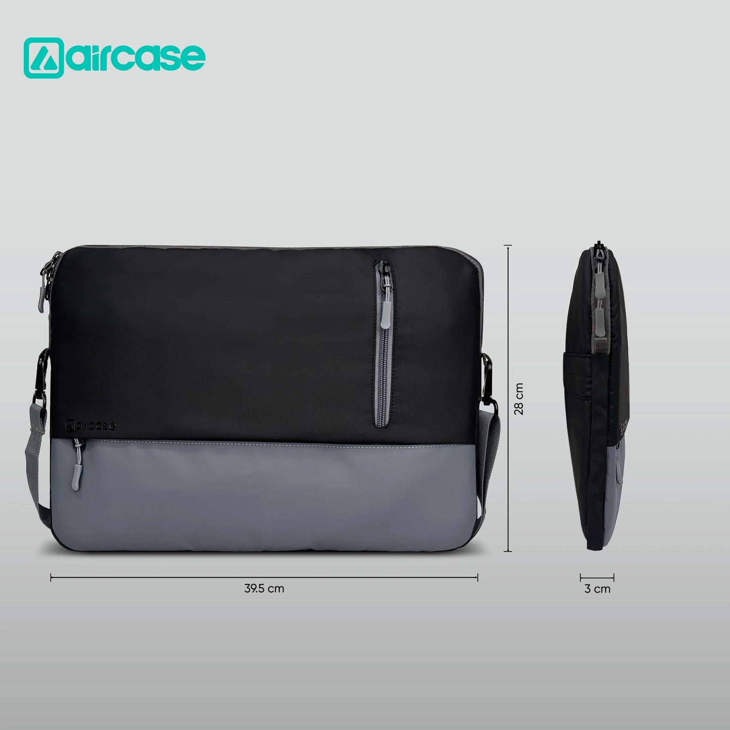 15.6" PU Leather Laptop Sleeve with Front Pocket