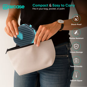AirCase Earphone Carrying Case Cover with Shockproof EVA Hardshell & Soft Lining | Travel Organizer Pouch with Carabiner, Mesh Pocket, Zipper Closure for Earbuds, USB Drives, SD Cards, Cables