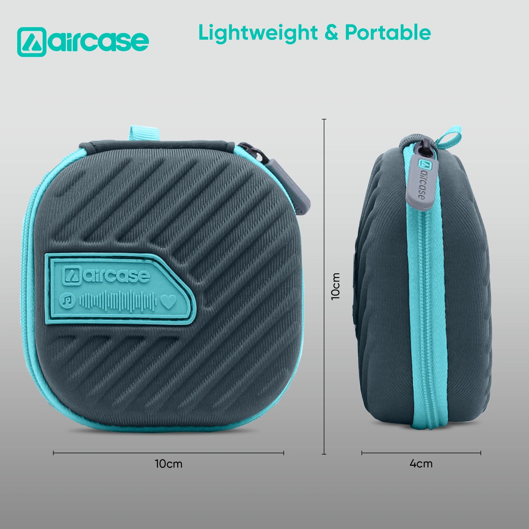 AirCase Earphone Carrying Case Cover with Shockproof EVA Hardshell & Soft Lining | Travel Organizer Pouch with Carabiner, Mesh Pocket, Zipper Closure for Earbuds, USB Drives, SD Cards, Cables