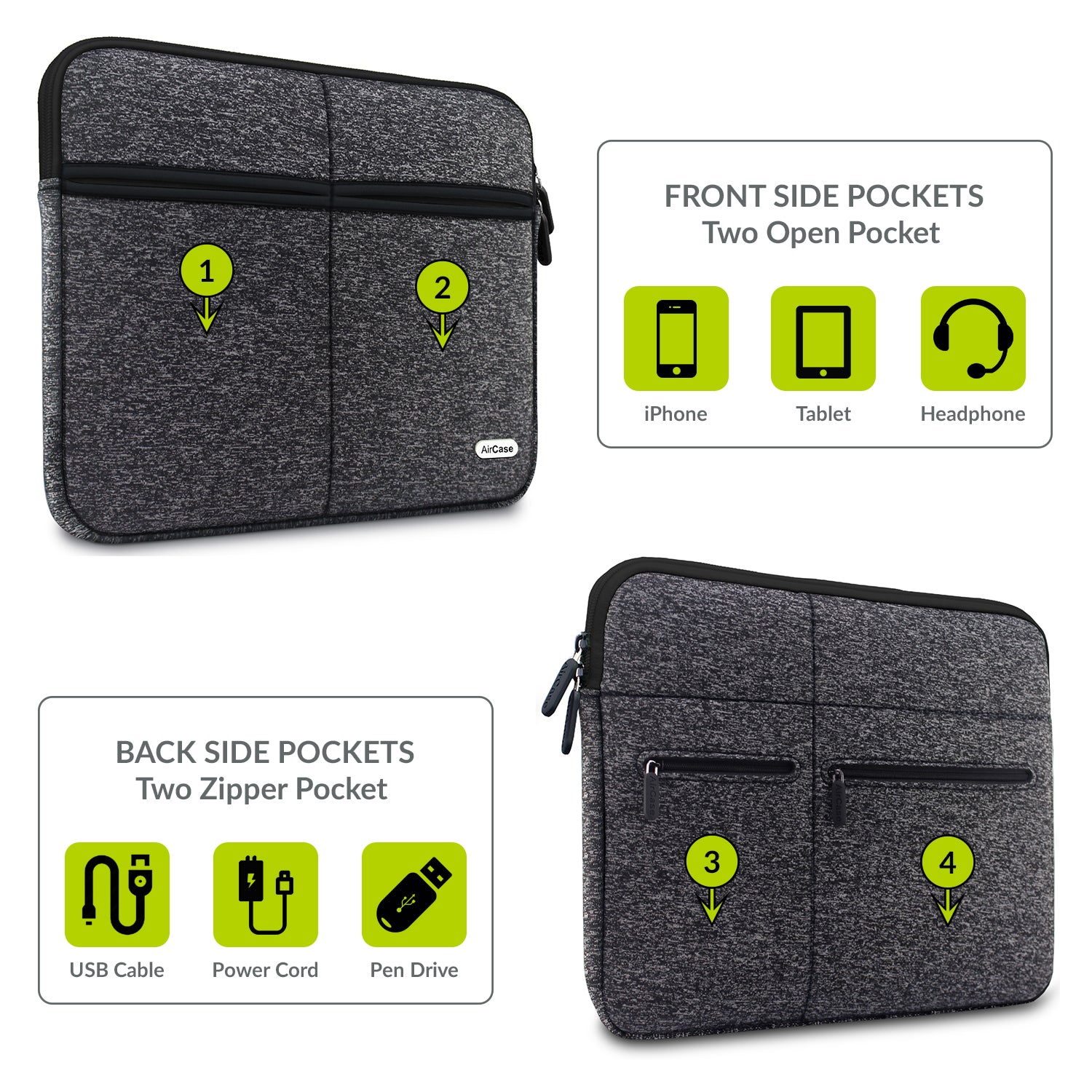 Extra Protective 14.1" Laptop Sleeve with Pockets