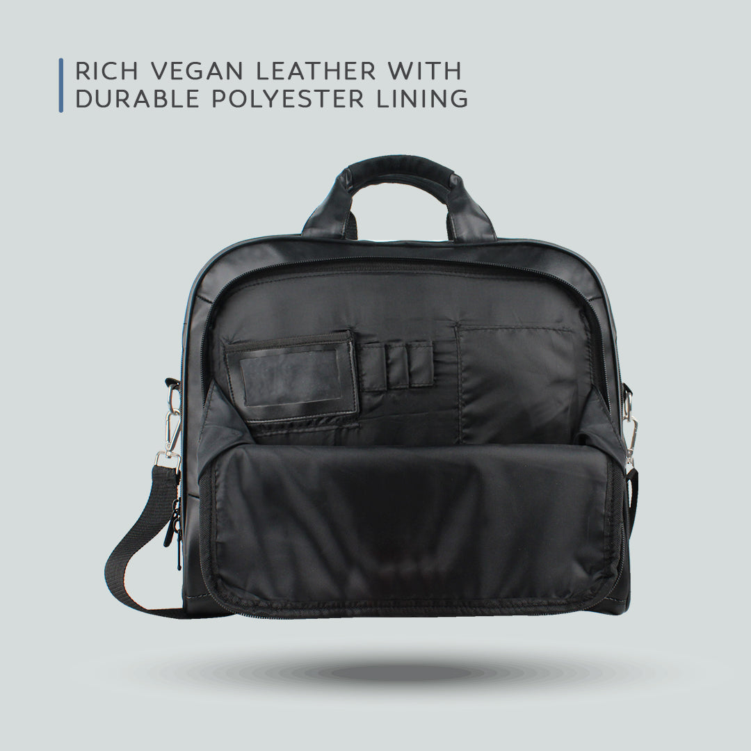 Vegan Leather Messenger Briefcase 15.6" Laptop Bag