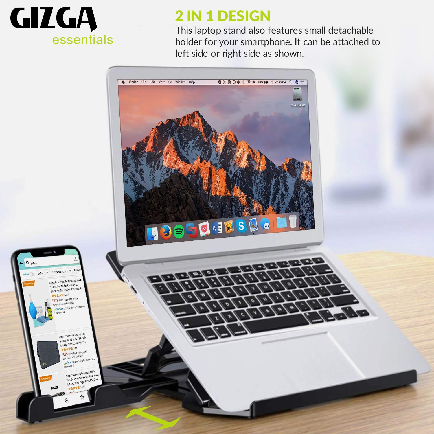 2-in-1 Laptop Stand & Mobile Stand
