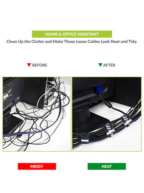 Cable Organiser, Cord Management System for PC Pack of 20
