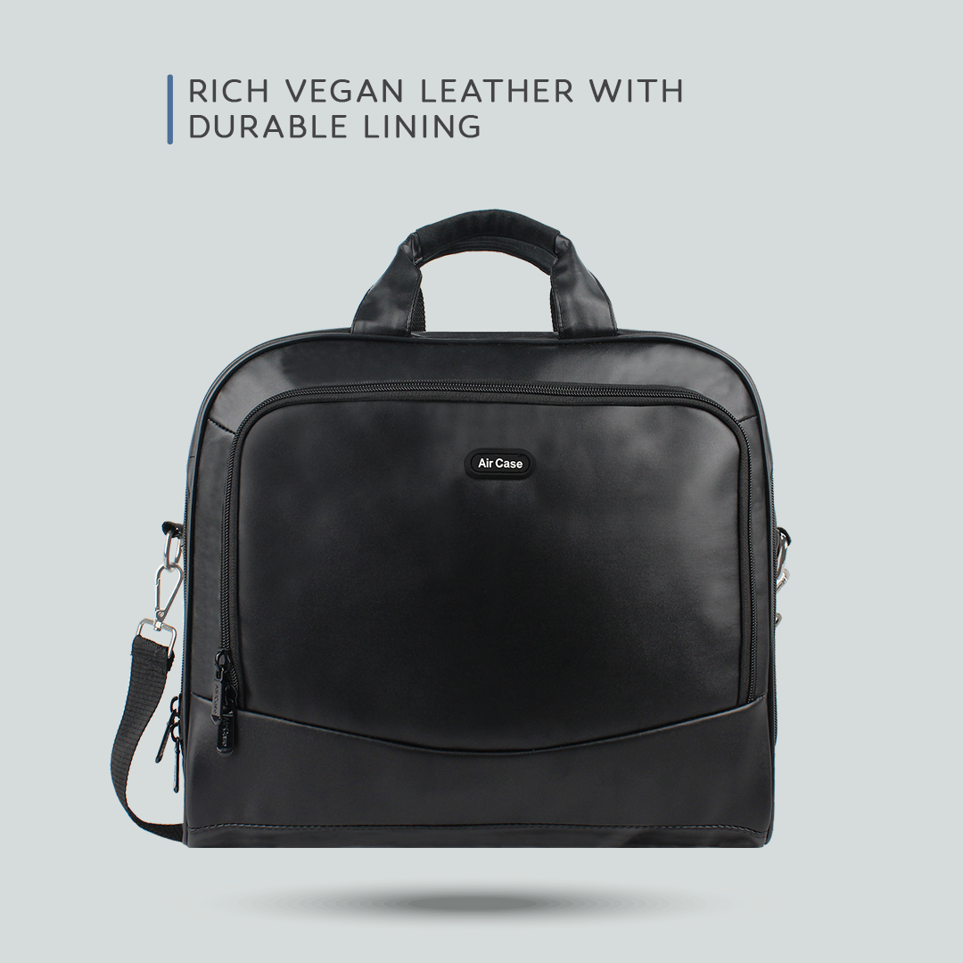 Vegan Leather Messenger Briefcase 15.6" Laptop Bag